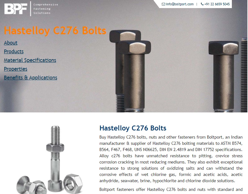 Hastelloy C276 Bolts