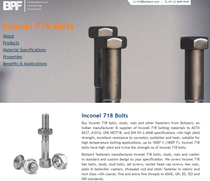 Inconel 718 Bolts