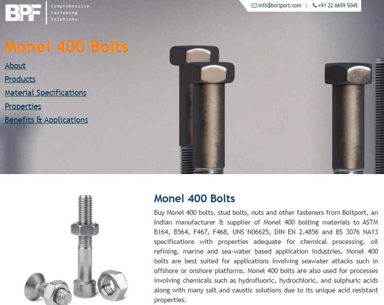 Monel 400 Bolts